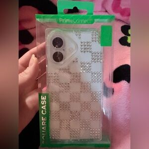 rhinestone square checkered phone case
